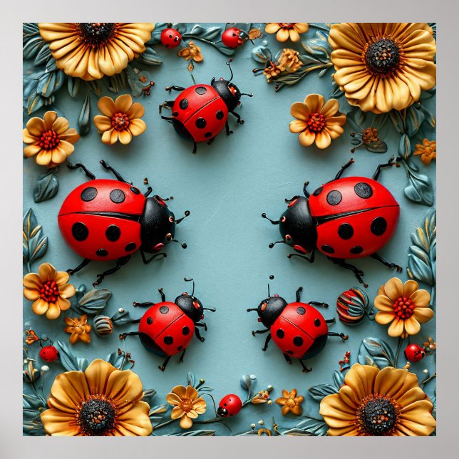 Colourful ladybugs poster (Front)
