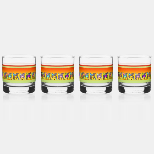 Colourful Lamassu Drinkware Set Whiskey Glass (Front)