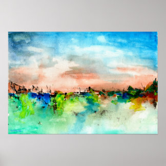 Colourful Landscape Watercolor Print