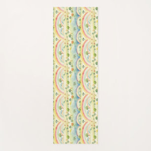 Colourful Landscape with Trees, Hills, and Rainbow Yoga Mat