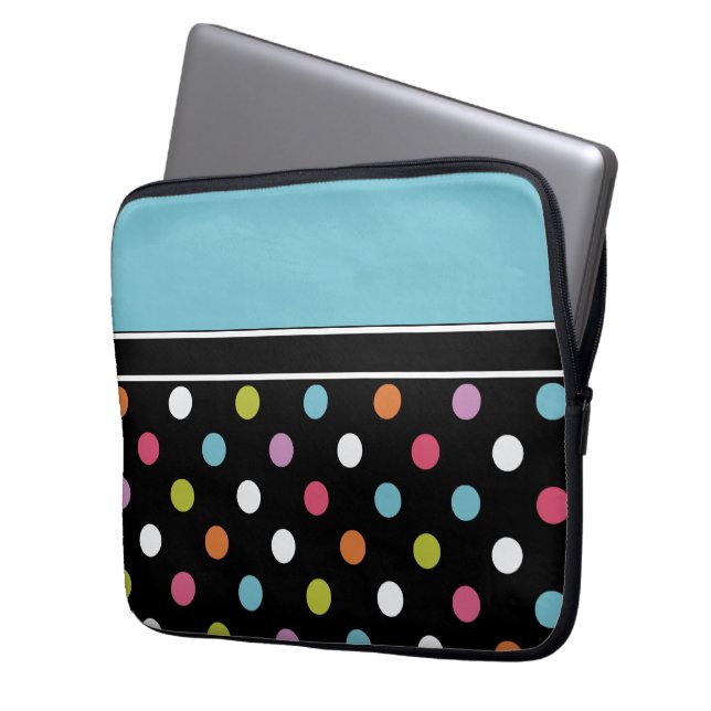 Colourful Laptop Case Polka Dots (Front Left)