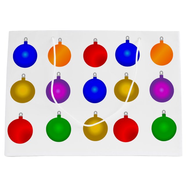 Colourful Large Gift Bag with Christmas Bulbs (Front)