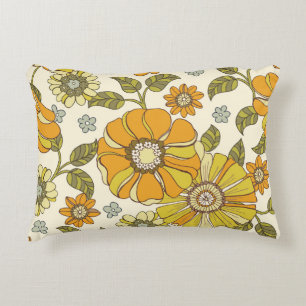 Colourful Large Scale Hand-Drawn Floral vintage Se Decorative Cushion
