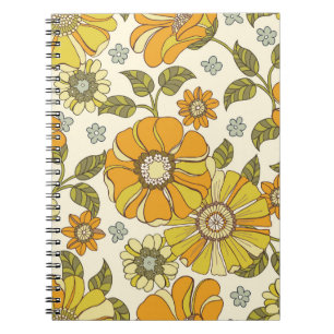 Colourful Large Scale Hand-Drawn Floral vintage Se Notebook