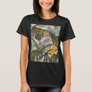 Colourful large tropical leaves watercolor paintin T-Shirt