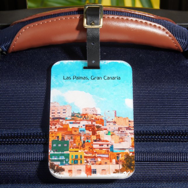 Colourful Las Palmas Gran Canaria Architecture Luggage Tag (Front Insitu 2)