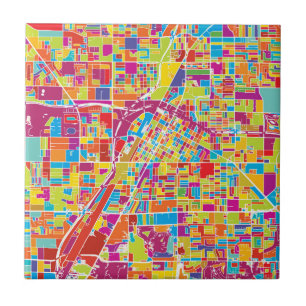 Colourful Las Vegas, Nevada Map Ceramic Tile