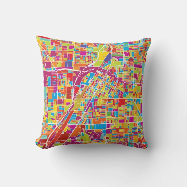 Colourful Las Vegas, Nevada Map Cushion (Front)