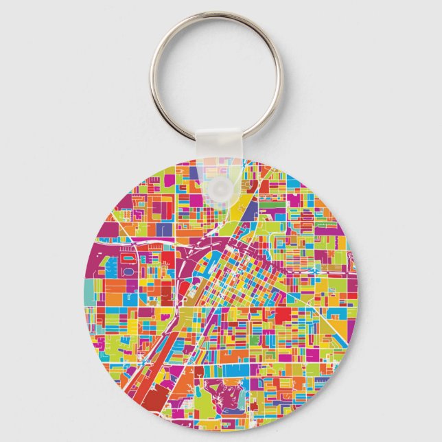 Colourful Las Vegas, Nevada Map Key Ring (Front)