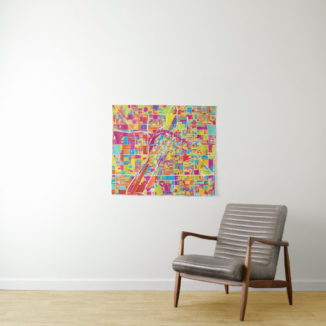 Colourful Las Vegas, Nevada Map Tapestry (In Situ (Horizontal))