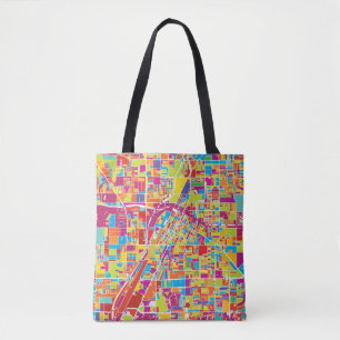 Colourful Las Vegas, Nevada Map Tote Bag