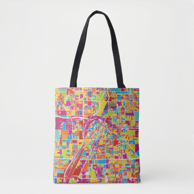 Colourful Las Vegas, Nevada Map Tote Bag (Front)