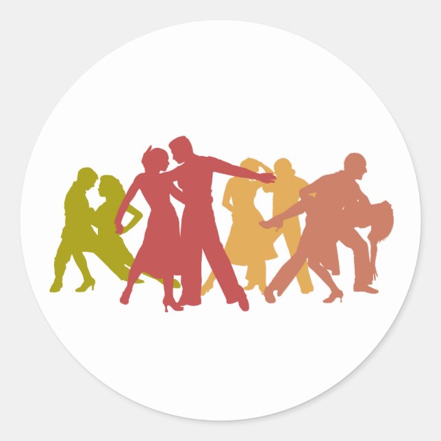 Colourful Latin Dancers Classic Round Sticker (Front)