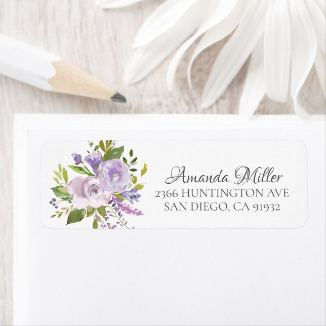 Colourful Lavender Floral Return address Label (Insitu)