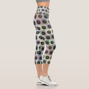 Colourful Lawn Bowls Block Art Capri Leggings, Leggings