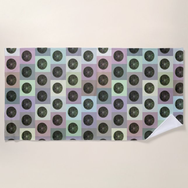 Colourful Lawn Bowls Pattern, Beach Towel (Front)