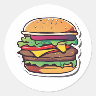 Colourful Layered Burgers Bursting Flavours 007 Classic Round Sticker
