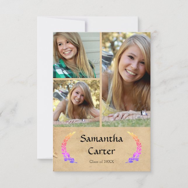 Colourful Leaf - 3x5 Graduation Announcement (Front)