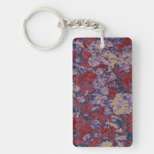 Colourful leaf and flower camouflage pattern key ring