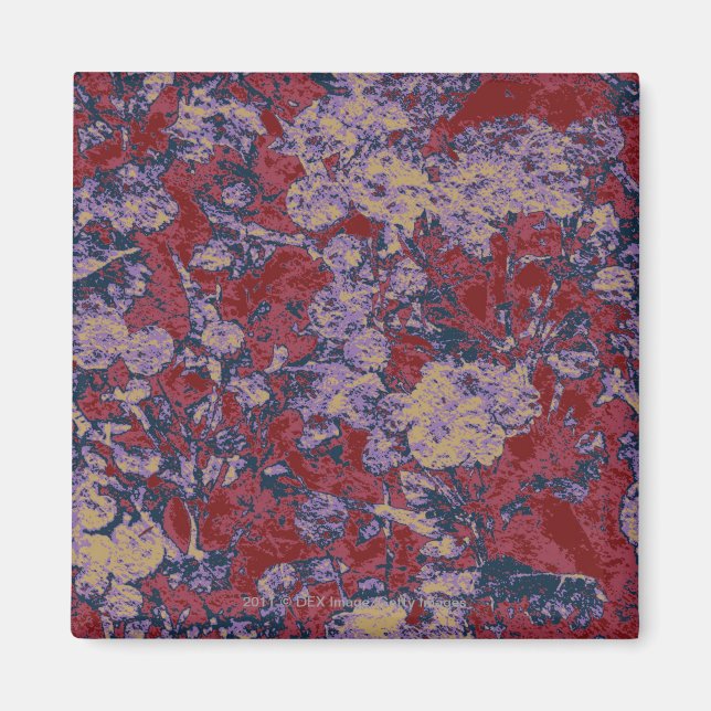 Colourful leaf and flower camouflage pattern magnet (Front)