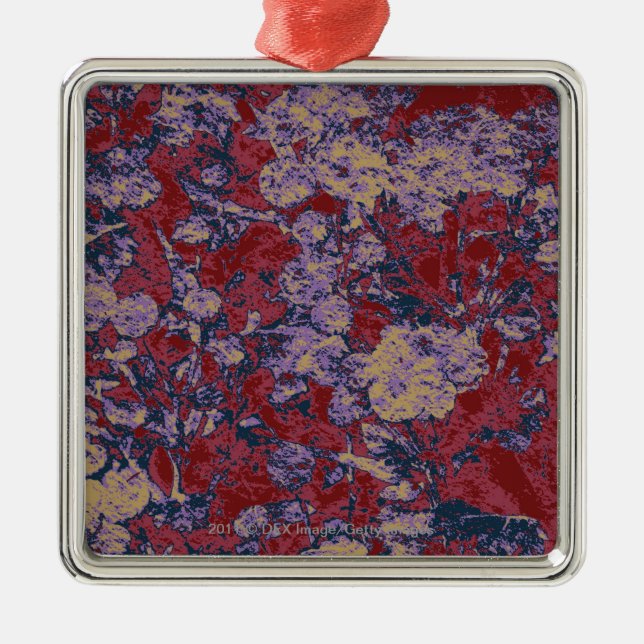 Colourful leaf and flower camouflage pattern metal ornament (Front)