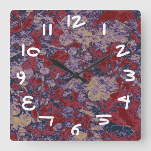 Colourful leaf and flower camouflage pattern square wall clock