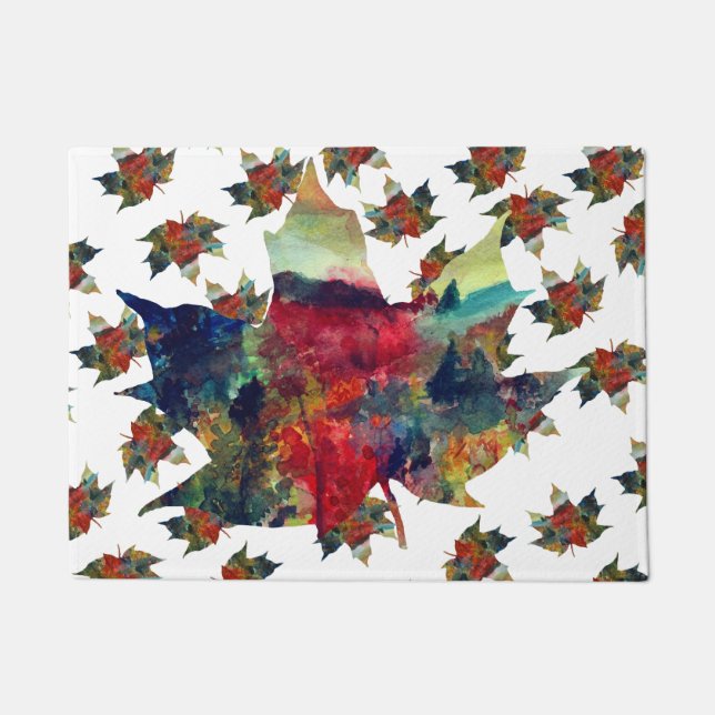Colourful Leaf Art Door Mat (Front)