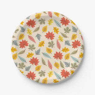 Colourful Leaf Fall Pattern Paper Plate
