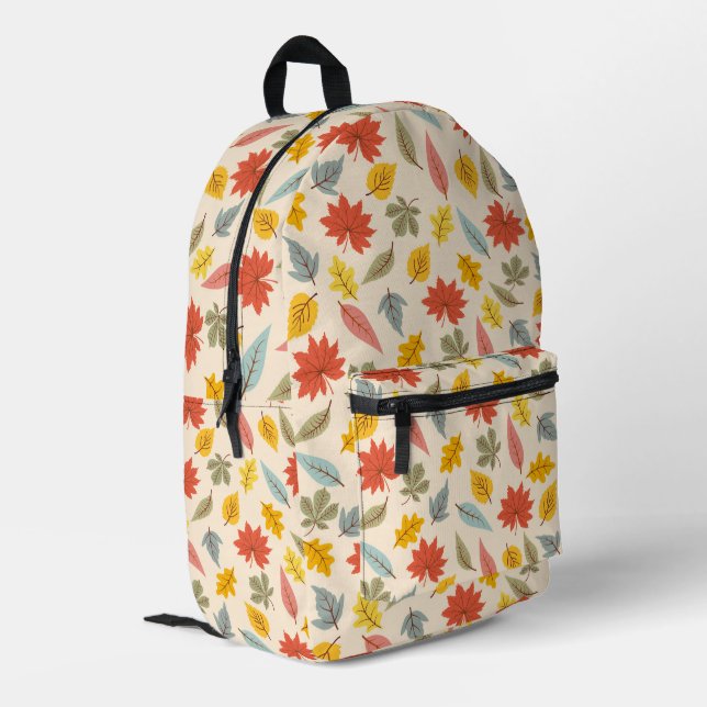 Colourful Leaf Fall Pattern Printed Backpack (Back Corner Left)