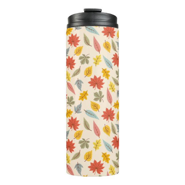 Colourful Leaf Fall Pattern Thermal Tumbler (Front)