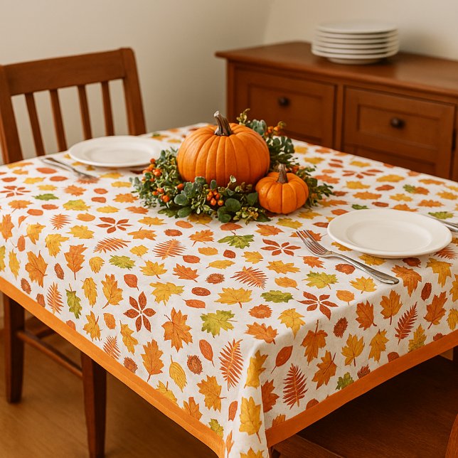 Colourful Leaf Pattern / Autumn Style Home Decor Tablecloth (This autumn leaf–print tablecloth sets the stage for cozy gatherings and heartfelt moments. )
