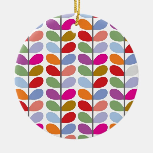 Colourful Leaf Pattern Ceramic Ornament (Front)