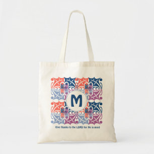 Colourful LEAF Pattern   Monogram   Scripture Tote Bag