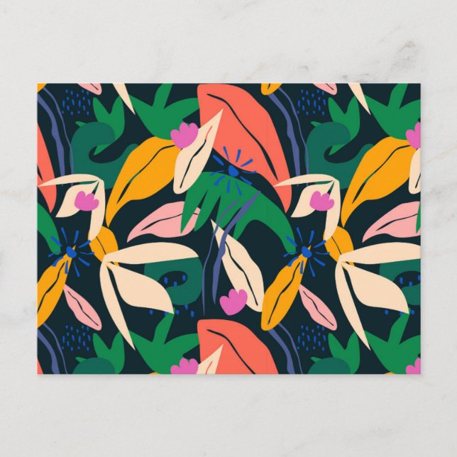 Colourful leaf pattern postcard (Front)