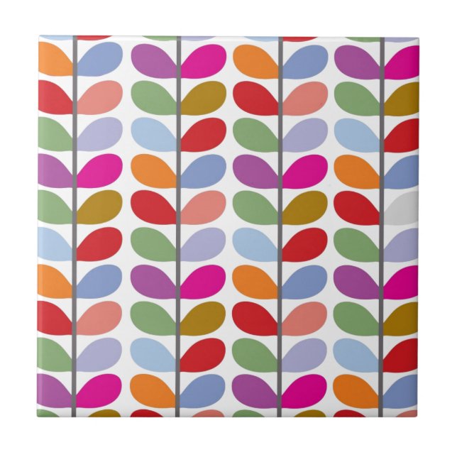 Colourful Leaf Pattern Tile (Front)