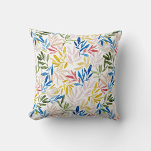 Colourful leaf repeating pattern cushion