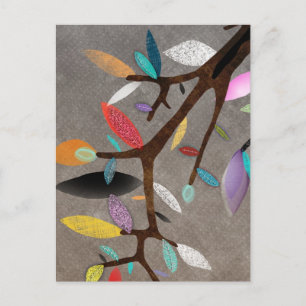 Colourful Leafs Branch Floral Postcard