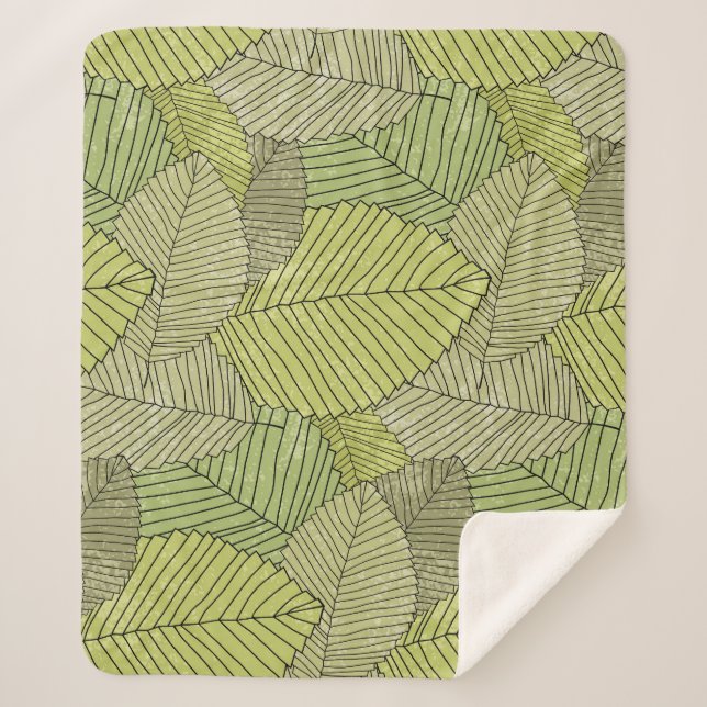 Colourful Leafs Pattern Design Sherpa Blanket (Front)
