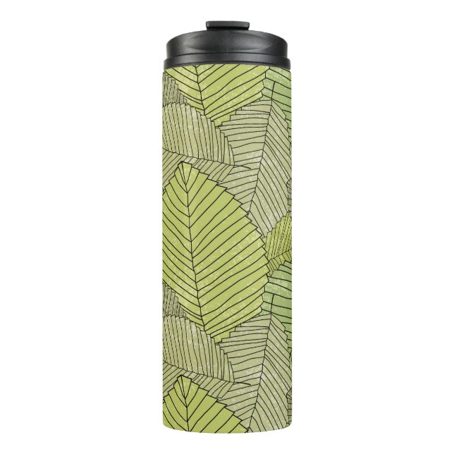 Colourful Leafs Pattern Design Thermal Tumbler (Front)