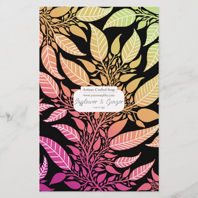 Colourful Leafy Design Soap Wrap Paper Sheet (Front)