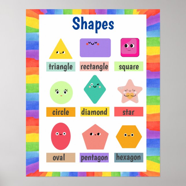 Colourful Learn about Shapes Children's  Poster (Front)
