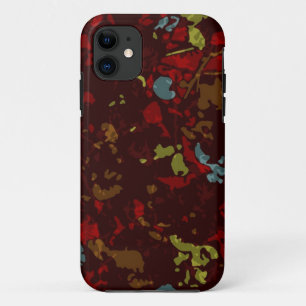 Colourful leaves and flowers against camouflage iPhone 11 case