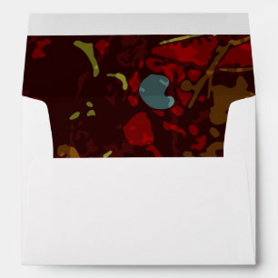 Colourful leaves and flowers against camouflage envelope