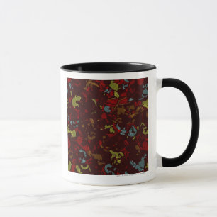 Colourful leaves and flowers against camouflage mug