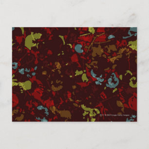 Colourful leaves and flowers against camouflage postcard