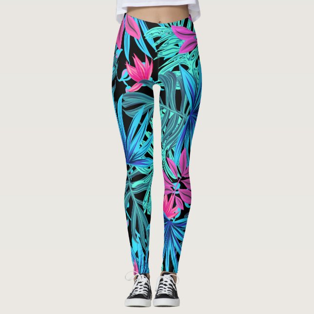 Colourful Leaves Art Leggings (Front)