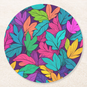 Colourful Leaves Coaster - Vibrant Fall Design