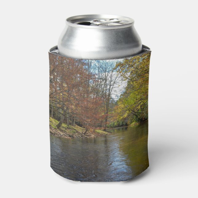 Colourful Leaves Fall Reflections on Autumn Stream Can Cooler (Can Front)
