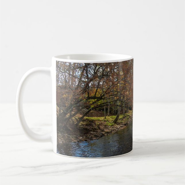 Colourful Leaves Fall Reflections on Autumn Stream Coffee Mug (Left)