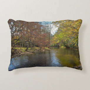 Colourful Leaves Fall Reflections on Autumn Stream Decorative Cushion
